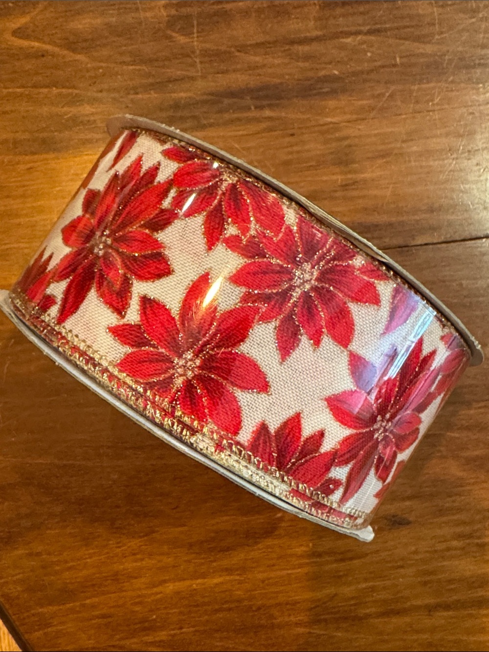 NEW Sealed Kirkland Signature Wired Poinsettia Red 50 yds 2 1/2” Wide Christmas